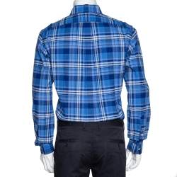 Pre Owned Ralph Lauren Blue Plaid Checked Stretch Oxford Slim Fit Shirt M
