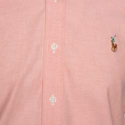 Pre Owned Ralph Lauren Light Orange Stretch Oxford Slim Fit Shirt M