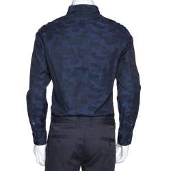 Pre Owned Ralph Lauren Navy Blue Camo Pattern Cotton Long Sleeve Shirt M