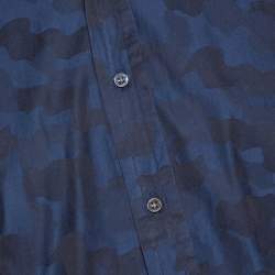 Pre Owned Ralph Lauren Navy Blue Camo Pattern Cotton Long Sleeve Shirt M