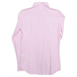 Pre Owned Ralph Lauren Pink Cotton Knit Slim Fit Oxford Shirt S