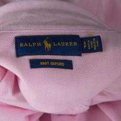 Pre Owned Ralph Lauren Pink Cotton Knit Slim Fit Oxford Shirt S