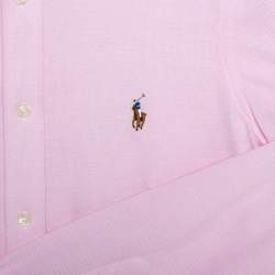 Pre Owned Ralph Lauren Pink Cotton Knit Slim Fit Oxford Shirt S