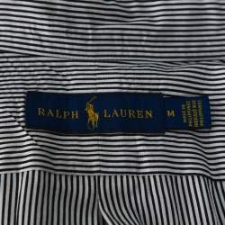 Pre Owned Ralph Lauren Monochrome Striped Cotton Long Sleeve Shirt M