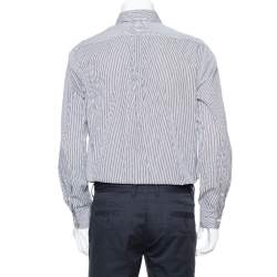 Pre Owned Ralph Lauren Monochrome Striped Cotton Long Sleeve Shirt M