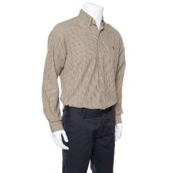 Pre Owned قميص رالف لورين أزرار أمامية قطن مربعات أخضر زيتوني مقاس وسط (ميديوم)