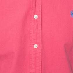 Pre Owned Ralph Lauren Coral Pink Cotton Short Sleeve Slim Fit Shirt M