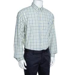 Pre Owned Ralph Lauren Pale Yellow Checked Cotton Button Down Shirt XL