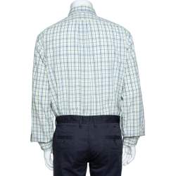 Pre Owned Ralph Lauren Pale Yellow Checked Cotton Button Down Shirt XL