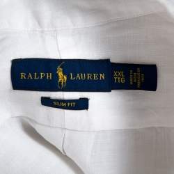 Ralph Lauren White Linen Short Sleeve Slim Fit Shirt XXL