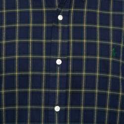 Ralph Lauren Navy Blue Plaid Cotton Long Sleeve Button Front Shirt XXL