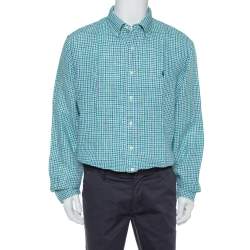 Ralph Lauren Bicolor Linen Checkered Button Front Shirt XL