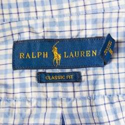 Ralph Lauren Blue & White Checkered Cotton Button Front Shirt L