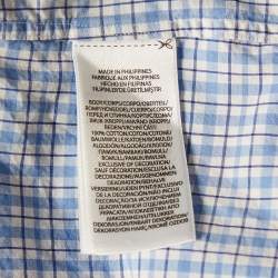 Ralph Lauren Blue & White Checkered Cotton Button Front Shirt L