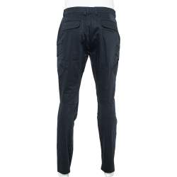 Pre Owned Ralph Lauren Navy Blue Cotton Pocket Detail Paneled Pants L