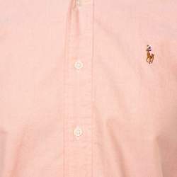 Pre Owned Ralph Lauren Pink Cotton Button Front Custom Fit Shirt S