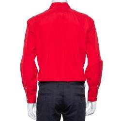 Pre Owned Ralph Lauren Red Cotton Button Front Classic Fit Shirt S