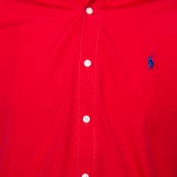 Pre Owned Ralph Lauren Red Cotton Button Front Classic Fit Shirt S