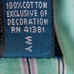 Pre Owned Ralph Lauren Green Striped Cotton Button Front Custom Fit Shirt M