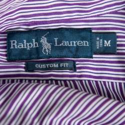 Pre Owned Ralph Lauren Purple Striped Cotton Button Front Custom Fit Shirt M