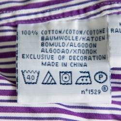 Pre Owned Ralph Lauren Purple Striped Cotton Button Front Custom Fit Shirt M