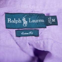 Pre Owned Ralph Lauren Purple Cotton Button Front Custom Fit Shirt M