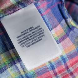 Pre Owned Ralph Lauren Multicolor Checkered Ocean Wash Linen Slim Fit Shirt XXL