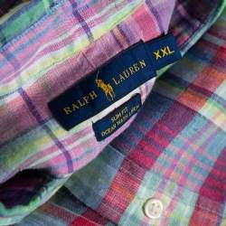 Pre Owned Ralph Lauren Multicolor Checkered Ocean Wash Linen Slim Fit Shirt XXL