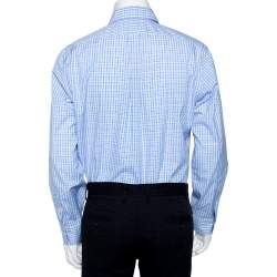 Pre Owned Ralph Lauren Blue Checkered Cotton Button Front Shirt XL