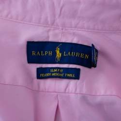 Pre Owned Ralph Lauren Pink Feather Weight  Cotton Slim Fit Shirt M