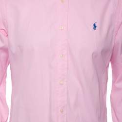 Pre Owned Ralph Lauren Pink Feather Weight  Cotton Slim Fit Shirt M