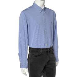مملوكة مسبقًا Ralph Lauren Blue Striped Cotton Button Down Shirt XL 