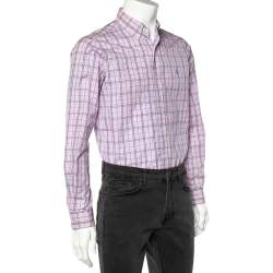 Pre Owned Ralph Lauren Pink Checked Cotton Long Sleeve Classic Fit Shirt S