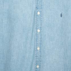 Pre Owned Ralph Lauren Light Blue Denim Button Front Short Sleeve Shirt XL