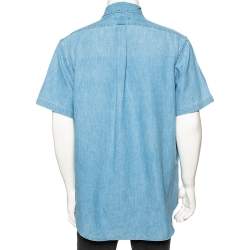 Pre Owned Ralph Lauren Light Blue Denim Button Front Short Sleeve Shirt XL