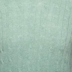 Pre Owned Ralph Lauren Light Green Cashmere Cable-Knit Sweater M
