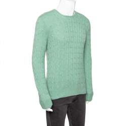 Pre Owned Ralph Lauren Light Green Cashmere Cable-Knit Sweater M