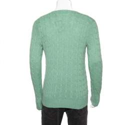 Pre Owned Ralph Lauren Light Green Cashmere Cable-Knit Sweater M