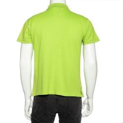 Pre Owned Ralph Lauren Green Cotton Pique Tailored Fit Polo T-Shirt M
