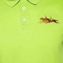 Pre Owned Ralph Lauren Green Cotton Pique Tailored Fit Polo T-Shirt M