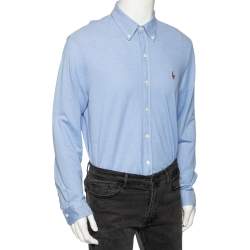 Pre Owned Ralph Lauren Blue Cotton Knit Oxford Shirt XL