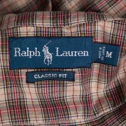 Pre Owned Ralph Lauren Beige Checkered Cotton Button Front Shirt M