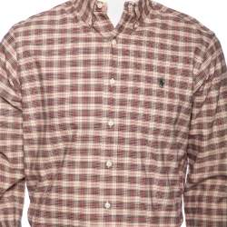 Pre Owned Ralph Lauren Beige Checkered Cotton Button Front Shirt M