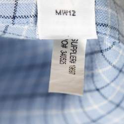 Pre Owned قميص رالف لورين قطن كاروهات أزرق أزرار أمامية مقاس وسط (ميديوم) 