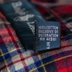 Pre Owned قميص رالف لورين قطن كاروهات أحمر أزرار أمامية مقاس كبير (لارج) 