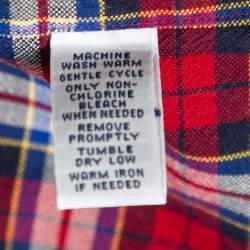 Pre Owned قميص رالف لورين قطن كاروهات أحمر أزرار أمامية مقاس كبير (لارج) 