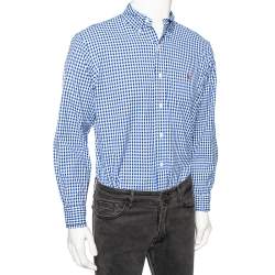 Pre Owned Ralph Lauren Blue Checked Cotton Button Down Classic Fit Shirt M