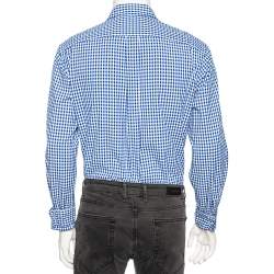 Pre Owned Ralph Lauren Blue Checked Cotton Button Down Classic Fit Shirt M