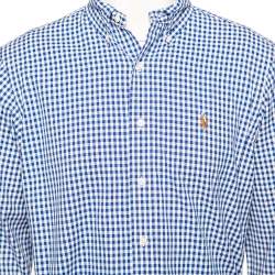 Pre Owned Ralph Lauren Blue Checked Cotton Button Down Classic Fit Shirt M