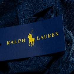 Pre Owned قميص رالف لورين أكسفورد أكمام طويل شبك وزن ريش أزرق مقاس كبير جدا